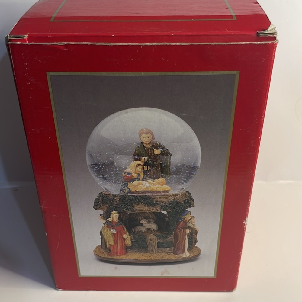 Christmas Nativity Snow Globe Away In A Manger Music  Snowglobe